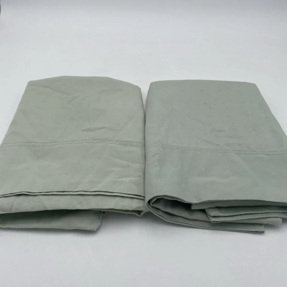 LAURA ASHLEY Mint Green KING pillowcases Set 2 Tone on Tone Dot Pillow Case